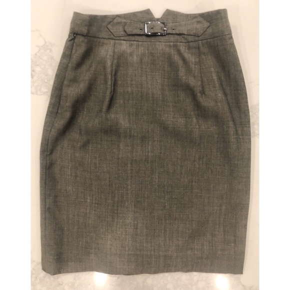 ZAC POSEN Gray Pleated Gathered Side Wrap Mini Skirt SZ 8 Fits 4 - Picture 6 of 12